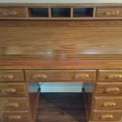 Roll Top Desk With Matching File Cabinet