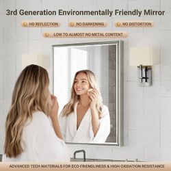 New in box-22in. W x 30in. H Rectangular Aluminum Thin Framed Wall Mount Beveled Bathroom Vanity Mirror in Brushed Nickel