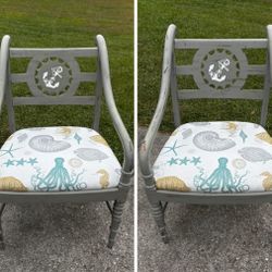 Two Distressed Nautical Captain Chairs