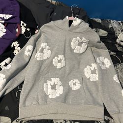 Grey Denim Tear Hoodie