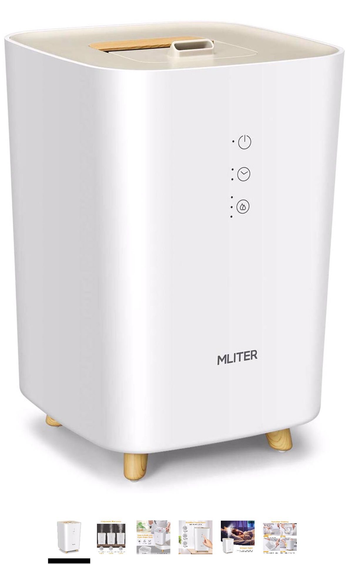 MLITER Ultrasonic Cool Mist Humidifier, Superior Top Fill Humidifying Diffuser with 2.5L, Timer and 3 Adjustable Mist, Auto Shut-Off, Whisper-Quiet O