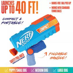 NERF Compact Blaster with Folding Handle Dog Ball Launcher Toy