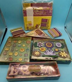 Scrapbook Embellishment Lot K-ology, Paper Tags Letters Felt Trim Shapes Sticker Lot