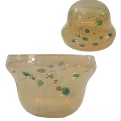 Signed Robert William Bartlett Amber Studio Blown Glass Bowl 7" Dia from 1976