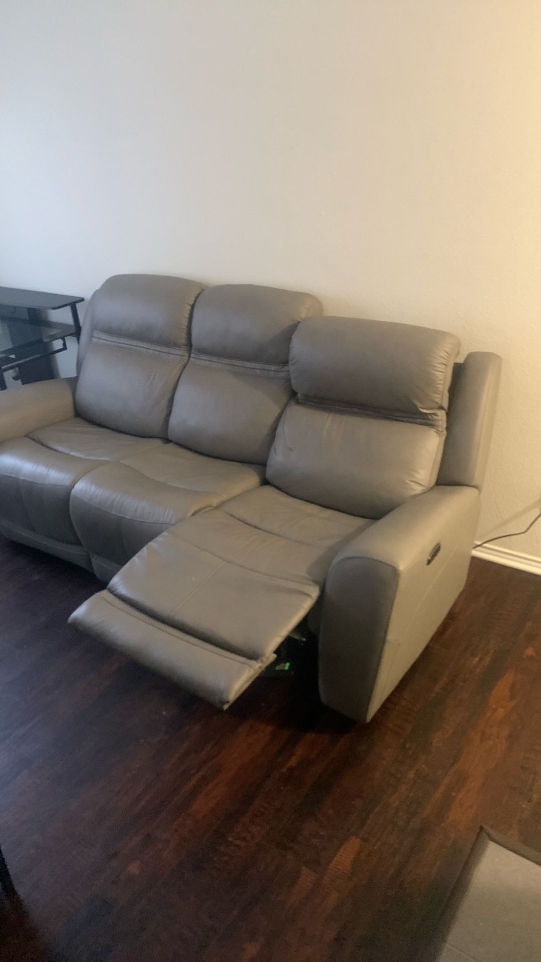 Leather Reclining Couch With USB Charging 