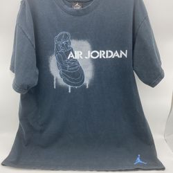 Vintage Air Jordan T-Shirt XL Faded Black Baby Blue Trim