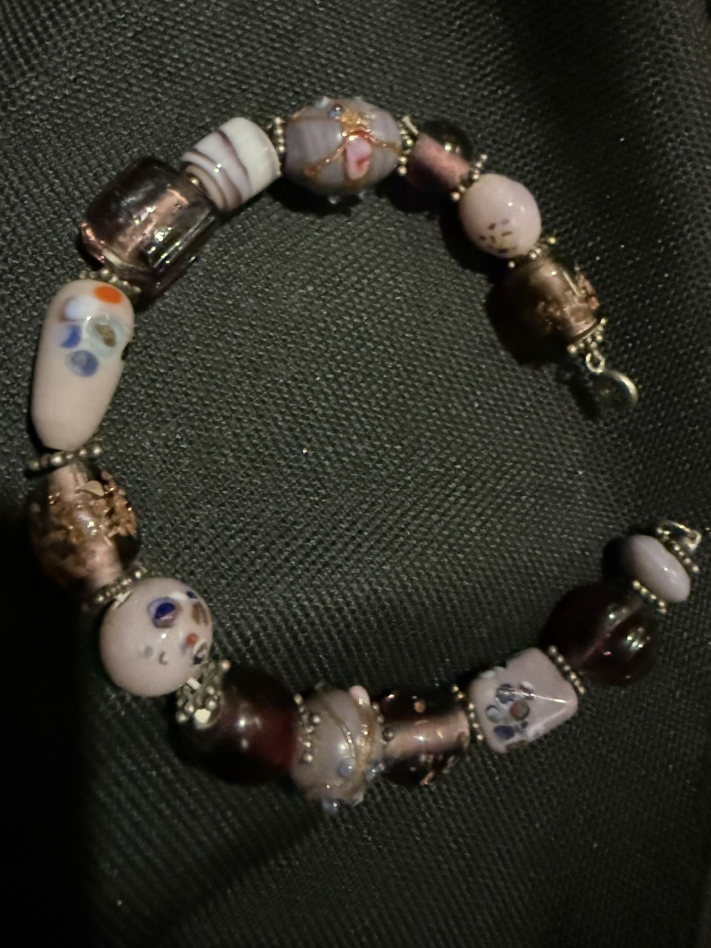 Sterling Silver 925 And Glass Beaded Bracelet
