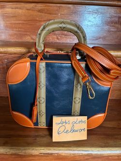 Calfskin Reverse Monogram Valisette PM Navy Caramel