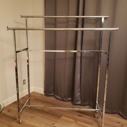 Double Rail Clothing Rack On Wheels