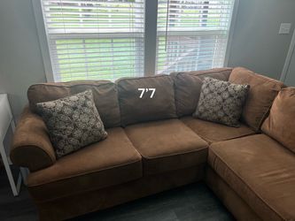 Brown Microfiber Sectional Sofa 7'7"