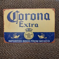 CORONA METAL SIGN.  12" X 8"  NEW.  PICKUP ONLY.
