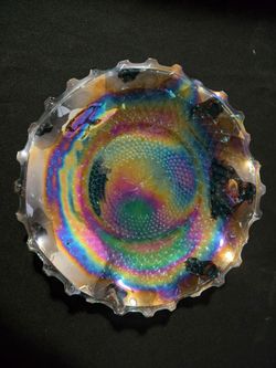 Beautiful  Blue Carnival Glass 10" Plate