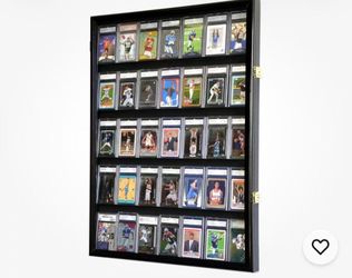 Graded Trading Card Display Case 35 Sport Baseball PSA Slabs Black  Cabinet