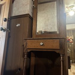 Oak Hall tree With Mirror And Drawer