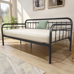 Metal Twin Daybed Frame Black Sanded 78.35L x 40.16W x 35.63H