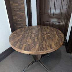 Vintage Mid Century Modern MCM Round Table With Leaf