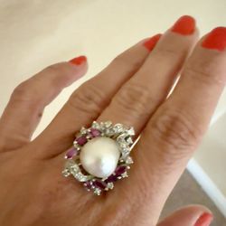 Pearl Ruby Diamond Ring