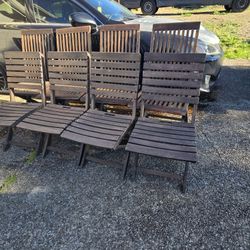 8 Wooden Outdoor Folding Chairs 