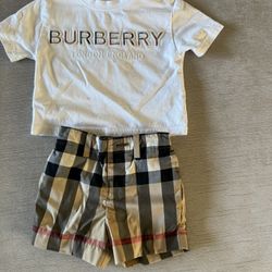 Burberry tee And Shorts Sz Baby 6M