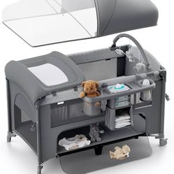 4 in 1 Baby Bassinet,Bedside Crib Sleeper,Changer - Comes with Mattress,free items including