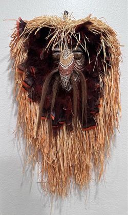 BK Wendels Horse Feathers of Monterey Wild Turkey Spirit Mask Wall Art 36"