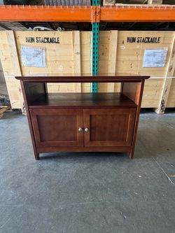 Wood TV Stand with Cabinet and Shelf