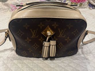 Authentic Louis Vuitton Saintonge Shoulder Bag Monogram Creme Brown Pink