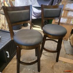  24" Counter Height Swivel Barstool Set of 2 Bar Stools with High Back Seat Chairs for Kitchen Island, Cappuccino Finish