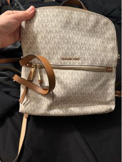 Michael Kors Cream Signature Backpack Purse