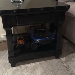Set Of 2 Black Painted Wood End Tables 