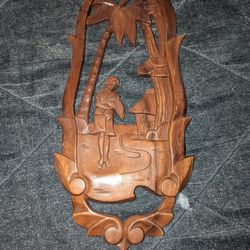 2 HAND CARVED WOODEN wall Hangings