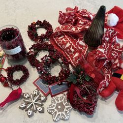 Christmas Decor Ornaments Napkin Rings Ribbon And More
