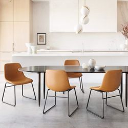 Whiskey Brown Faux Dining Chair Set of 2/4