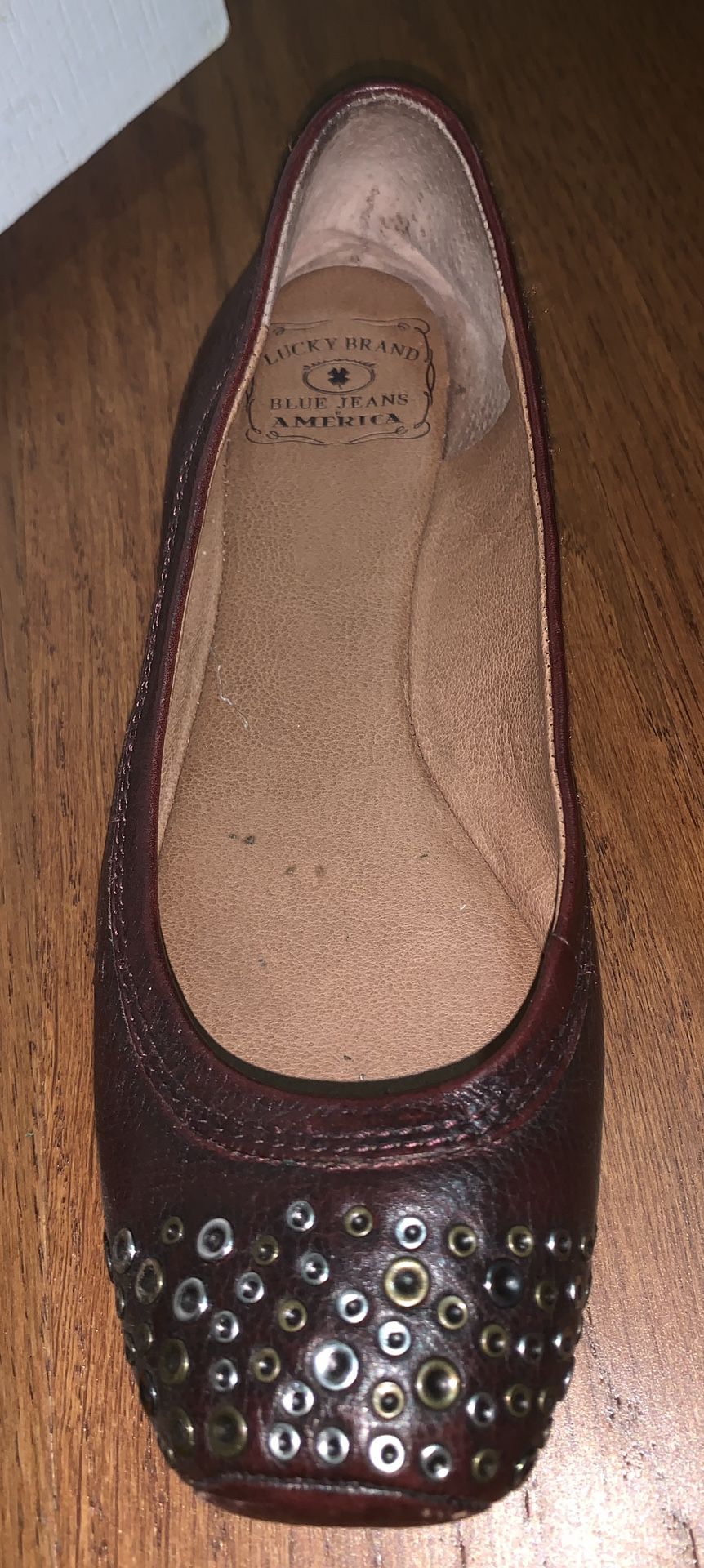 Lucky Brand Embellished Wine Leather Flats 7.5 M
