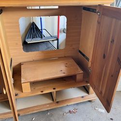 Antique Solid Oak Entertainment Cabinet 