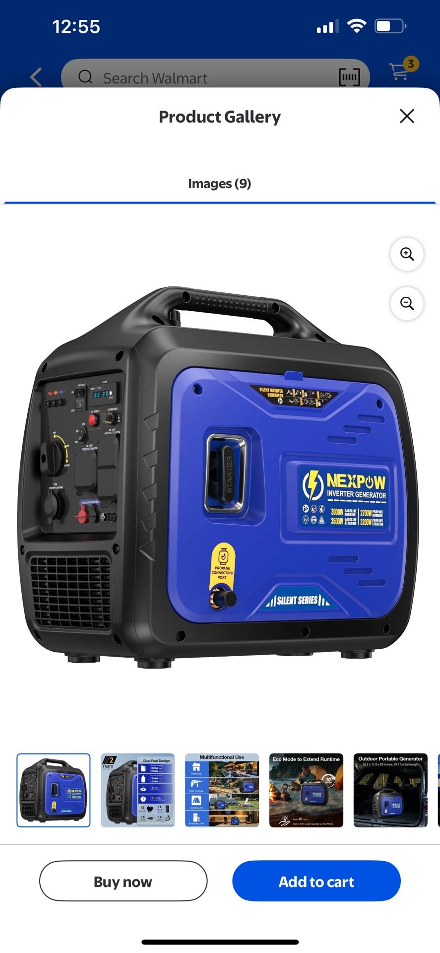 NEXPOW 3500W Portable Inverter Generator, Dual Fuel Super Quiet Generator, Eco-Mode Feature, Parallel Capability, EPA Compliant, Lightweight for Backu
