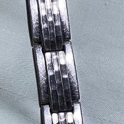 Unique Vintage Stainless  Steel Southwestern Link Bracelet Length 8.75 