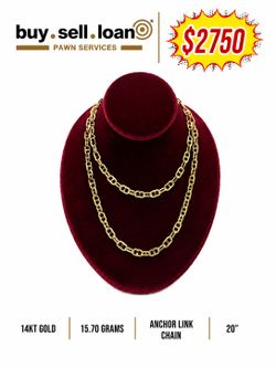 14KT YELLOW GOLD ANCHOR LINK NECKLACE 20”