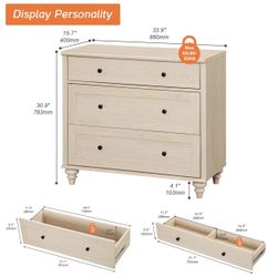 Scarlett Nightstand For Bedroom With 3 Drawers, Mid Century Modern Wooden Closet Storage Organizer