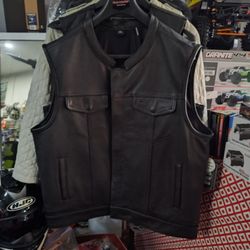 Motorcycle Club Leather Vest High Quality Real Leather Available In Different Sizes