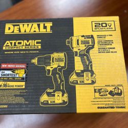 Dewalt New Kit Drill And Impact atomic- Brushless , Batteries And Charger 