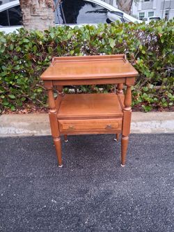 Vintage Nightstand Appears To Be A Cherry Wood  Side Table Manufactured By  Statton Furniture  W21.5" D16" H28"