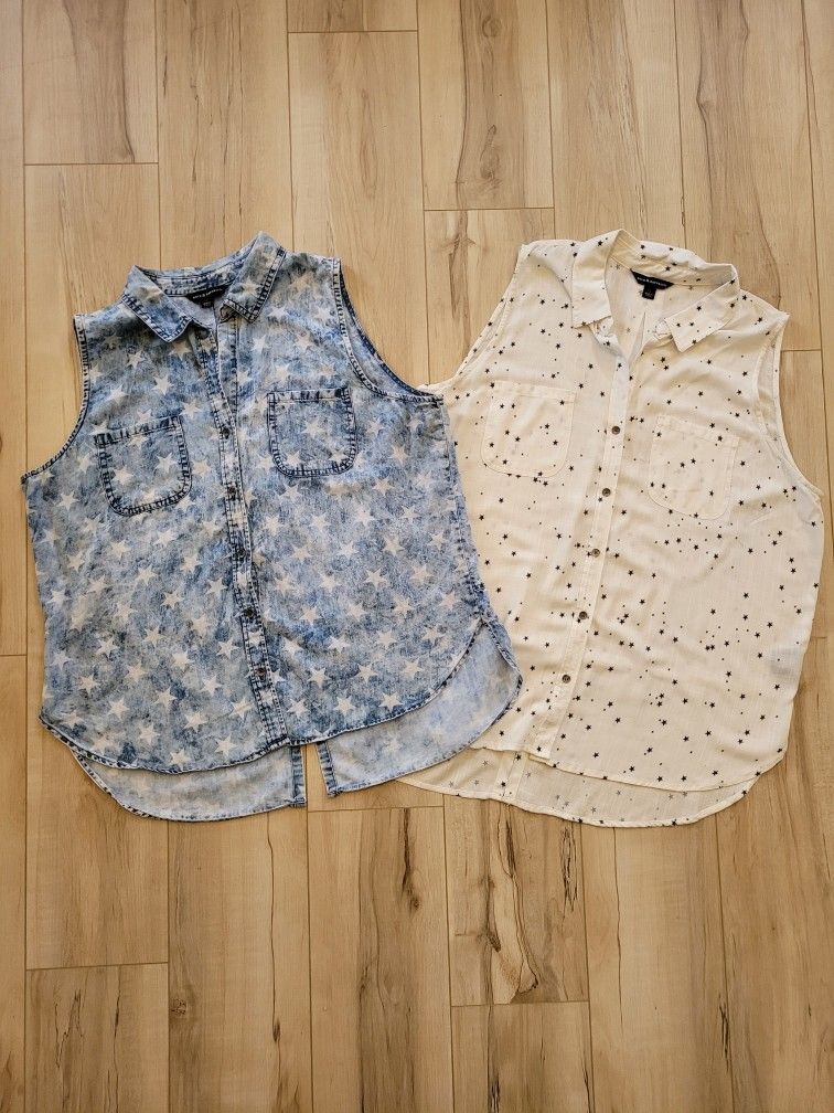 Pair of Rock & Republic Star Print Sleeveless Shirts XL