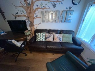 Dark Brown Leather Sofa