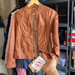 Vegan Leather Jacket Brown 