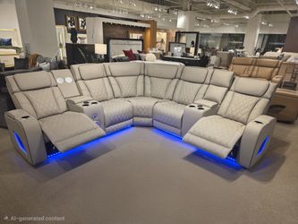 New Power Recliner Modern Sectional With Bluetooth Speakers, Phone Charger & More! Black, Grey, White & Caramel! 