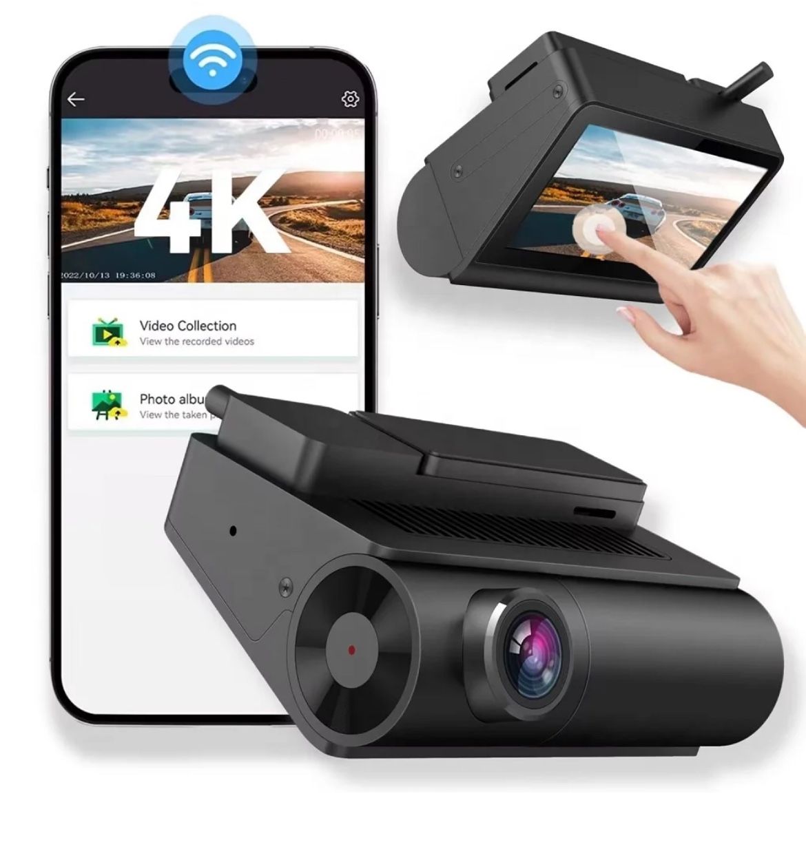 Dash Cam 4K/2.5K Ultra HD Dash Camera for Cars, Built-in WiFi, APP, 3" IPS Screen, Night Vision, Parking Monitoring, G-Sensor, Loop Recording, 145° Wi