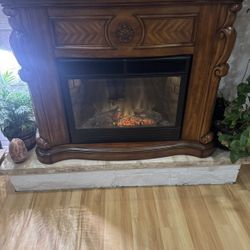 Vintage Twin Star Electric Fireplace Cherry Wood