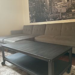 Gray Reversible Sectional Reclining Couch/Sofa Sleeper With Storage