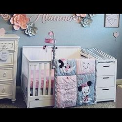 White Crib with Changing Station 